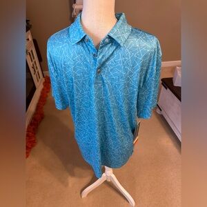 Men's Blue Patterned Polo Shirt